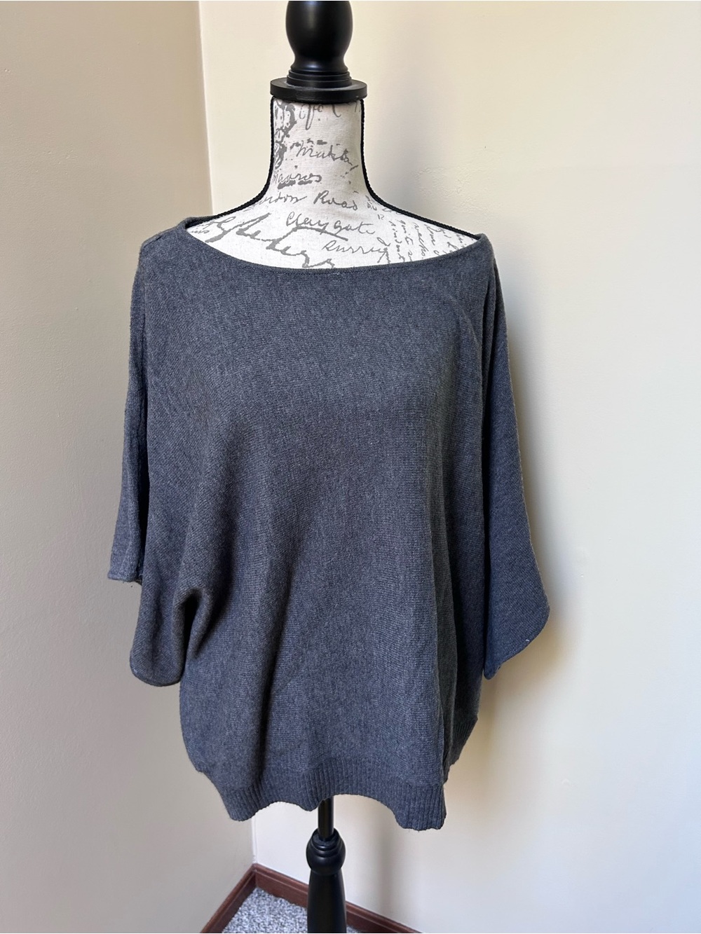 INC International Concepts 3X Gray Angora Wool Blend Dolman Sweater Machine Wash